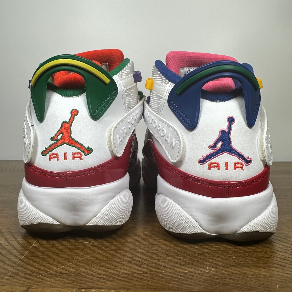 Air Jordan 6 Rings Shoes Mens 8 White Gym Red Multicolor Sneakers CW7003-100 - Picture 6 of 10
